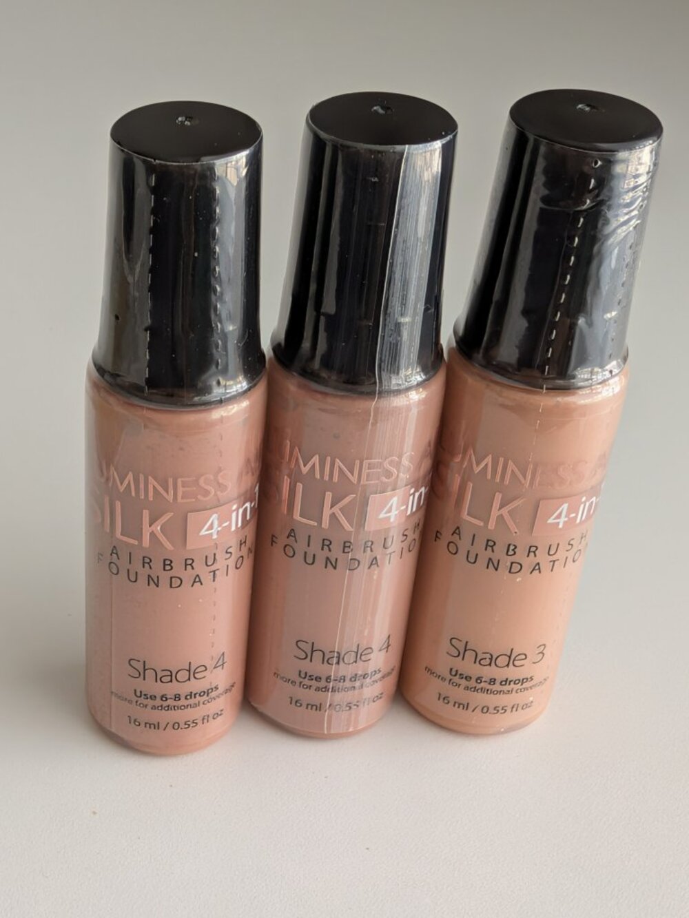 Luminess Airbrush Silk All in 1 Shade 4 Foundation .55oz & Shade 3 Lot SEALED